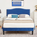 VECELO Queen Bed Frame, Platform Bed Frame with Adjustable Height Upholstered Headboard, Heavy-Duty Frames and Strong Wooden Slats Support, Non-Slip and Noise-Free, Easy Assembly, Dark Blue