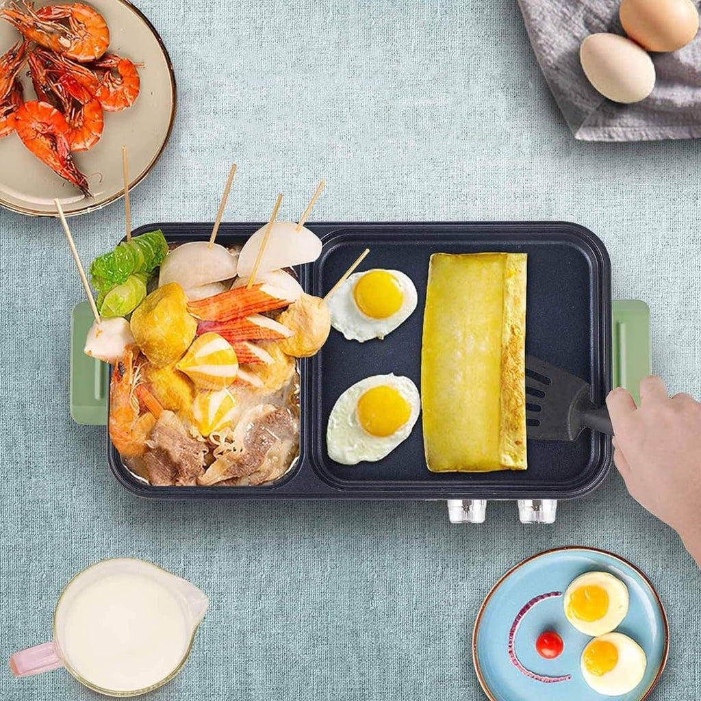 Electric Flat Top Grill, Electric Griddle, Flattop Grills Indoor Safely Washable, Suitable for Frying Grilling Stir Frying(Green,35.5 * 25 * 9.8)