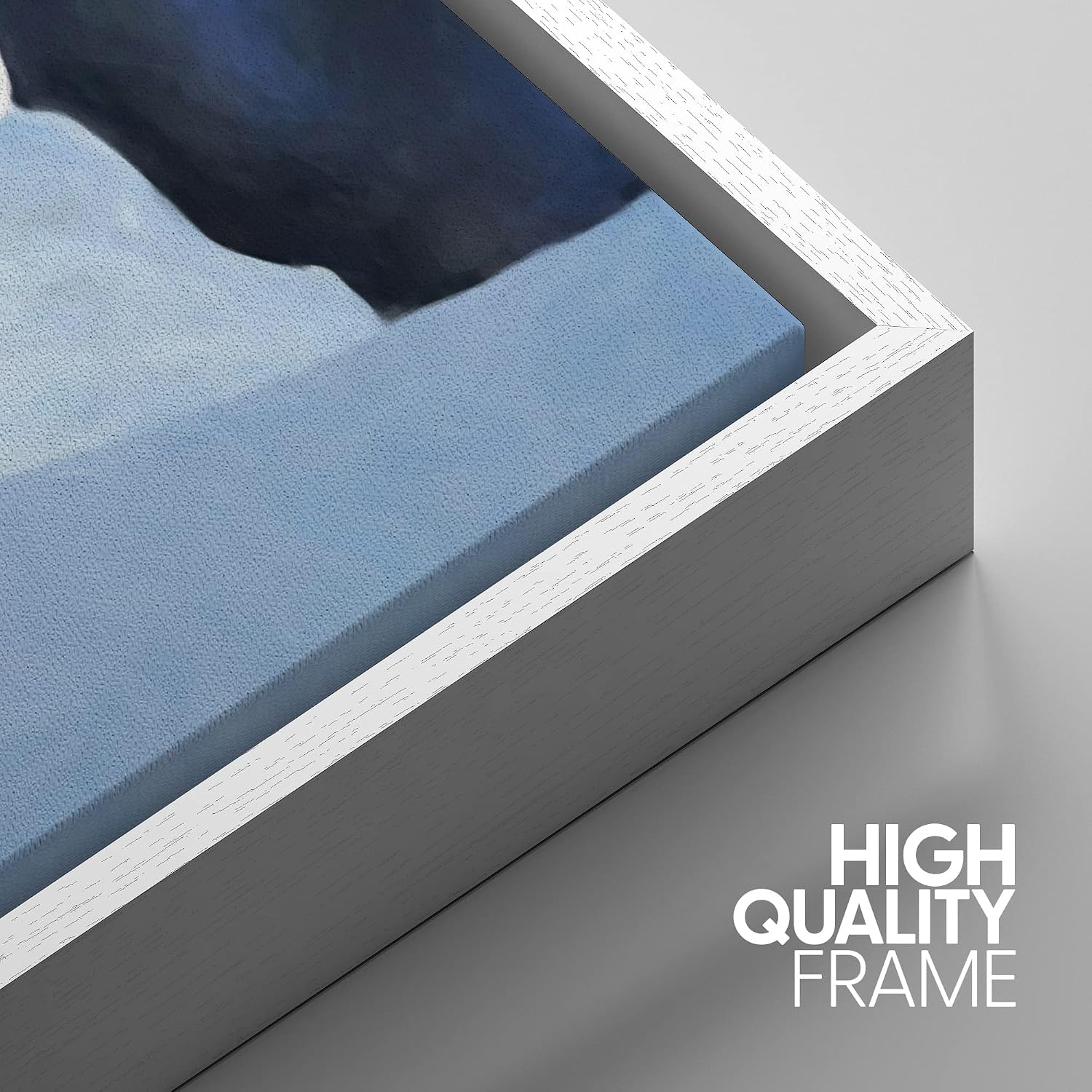 NWT Framed Wall Art Print Set Blue Watercolor Blot Set Abstract Shapes Illustrations Modern Art Minimalist Colorful Pastel for Living Room, Bedroom, Office - 24'x36'x3 White