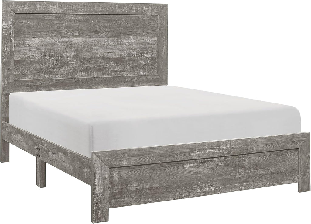 Benzara EB Three Piece Full Size Bedroom Set- Farmhouse Style- Gray- Black