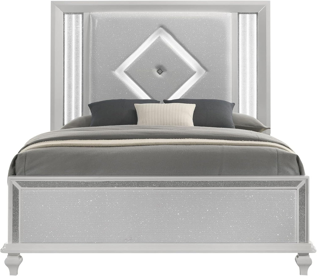 New Classic Furniture Stardust Wood Queen Bed, White