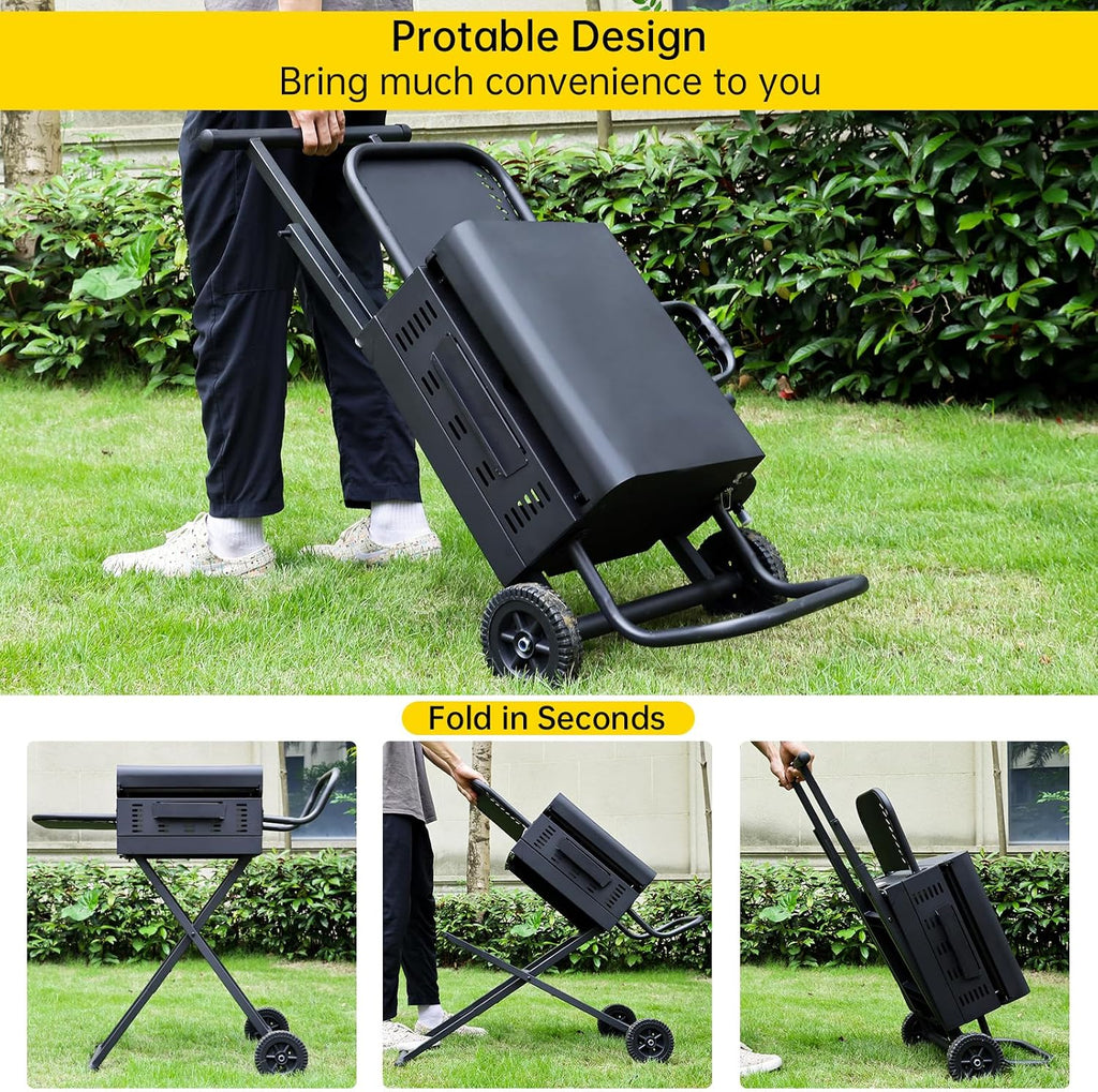 Portable Propane Griddle Grill with Hood, Side Shelf, & Adjustable Heat Zones - Folding Gas Grill for Outdoor Cooking Patio Backyard Camping RV Tailgating