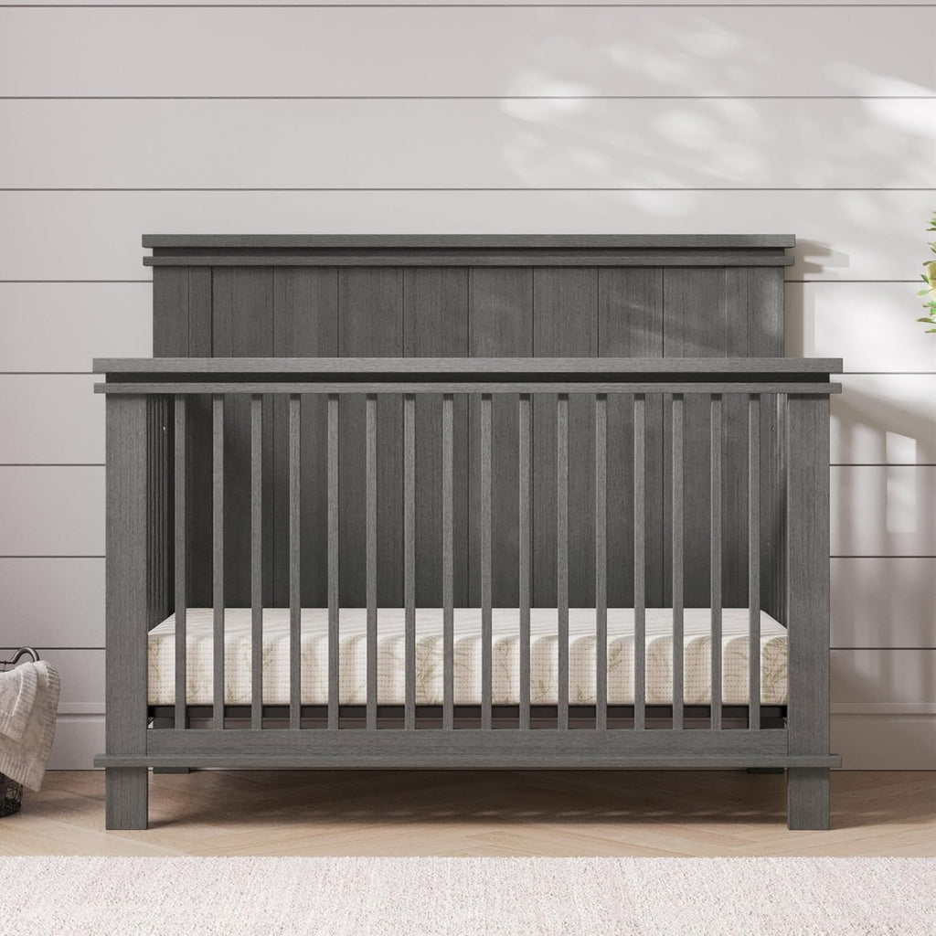 Child Craft Denman Crib, Dresser and Chest Nursery Set, 3-Piece, Includes 4-in-1 Convertible Crib, Dresser and Chest, Grows with Your Baby (Midnight Gray)