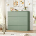 FINETONES Dresser for Bedroom, 8 Drawer Dresser Double Chest of Drawers, Modern Wood Dressers with Deep Drawers for Living Room, Green