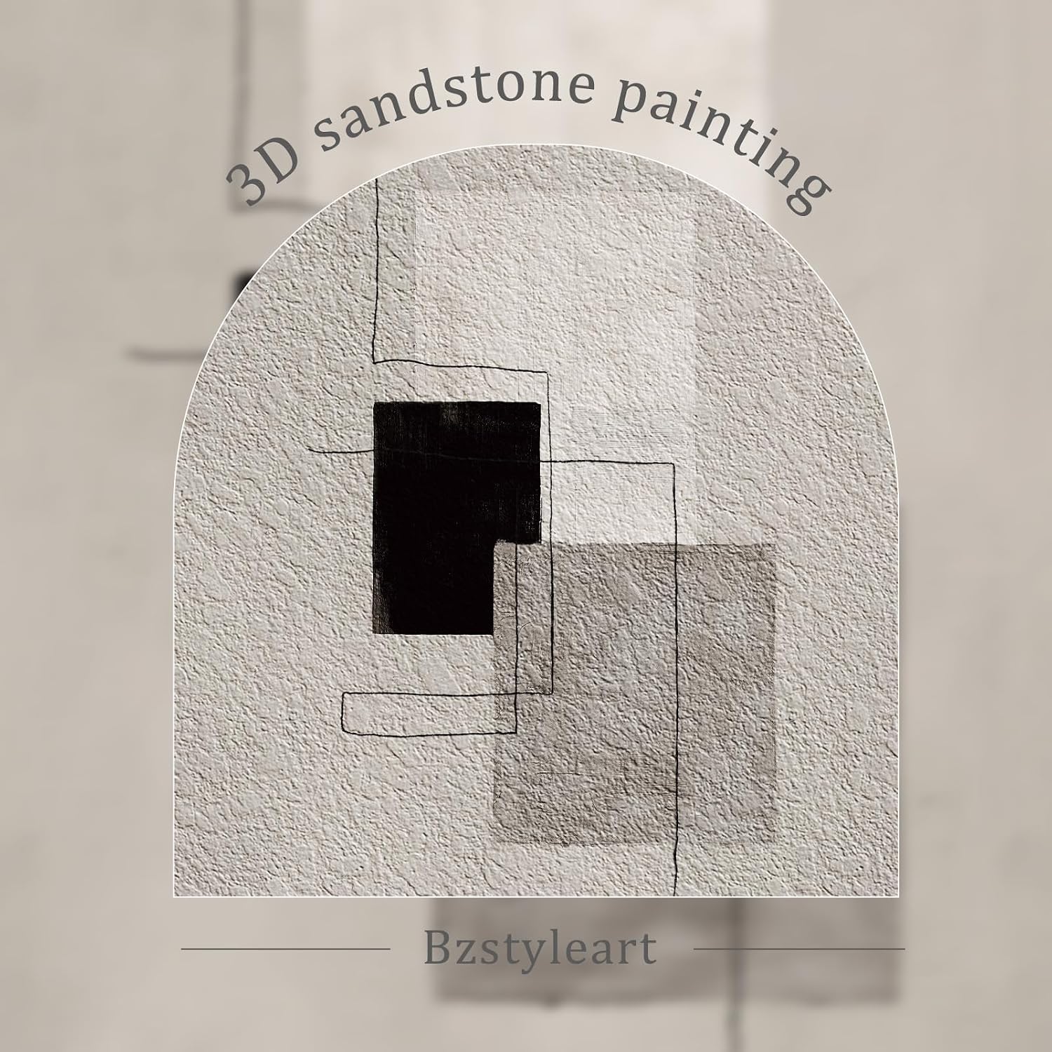Bzstyleart Large Abstract Wall Art for Living Room, Set of 2 Modern Wall Art Minimalist Painting Neutral Artwork for Hallway Office Bedroom, Large Boho Abstract Artwork Lines & Blocks, 24 x 36 Inch