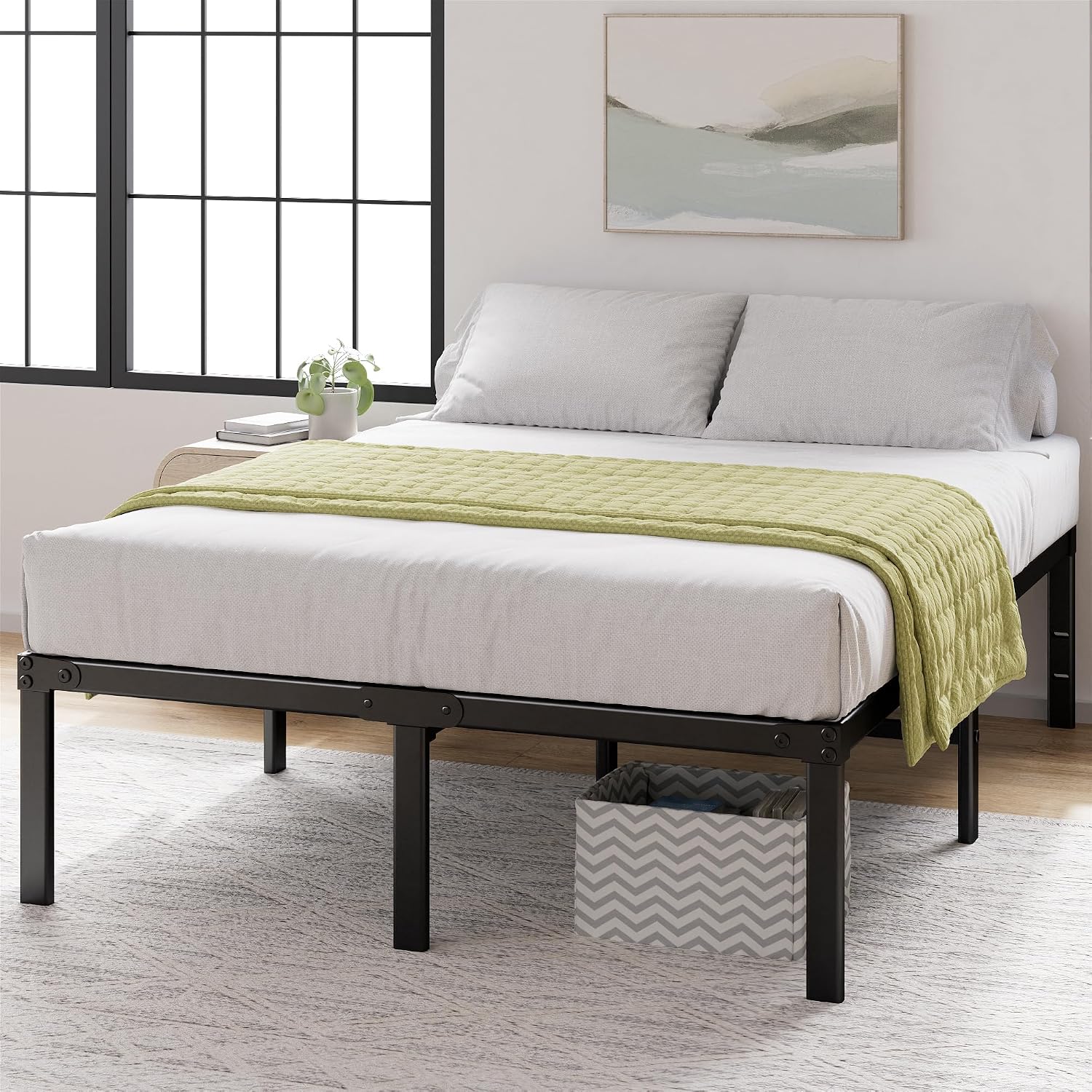ZINUS Yelena 18 Inch Full Metal Platform Bed Frame, Steel Slat Support, No Box Spring Needed, Eco Friendly WonderBox(TM) Packaging, Easy Assembly, Black
