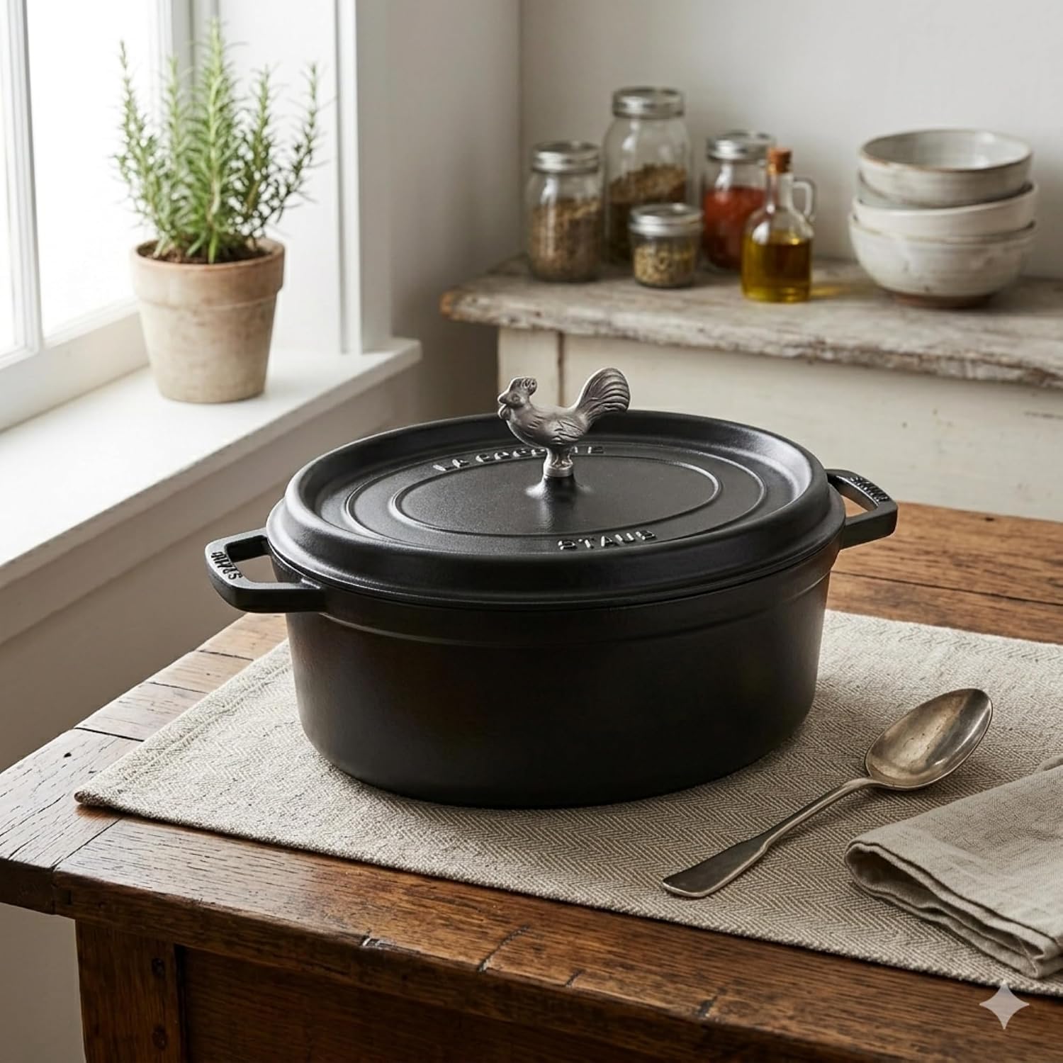 Staub 1123123 Coq Au Vin 5.75 qt. Cocotte in Black Matte