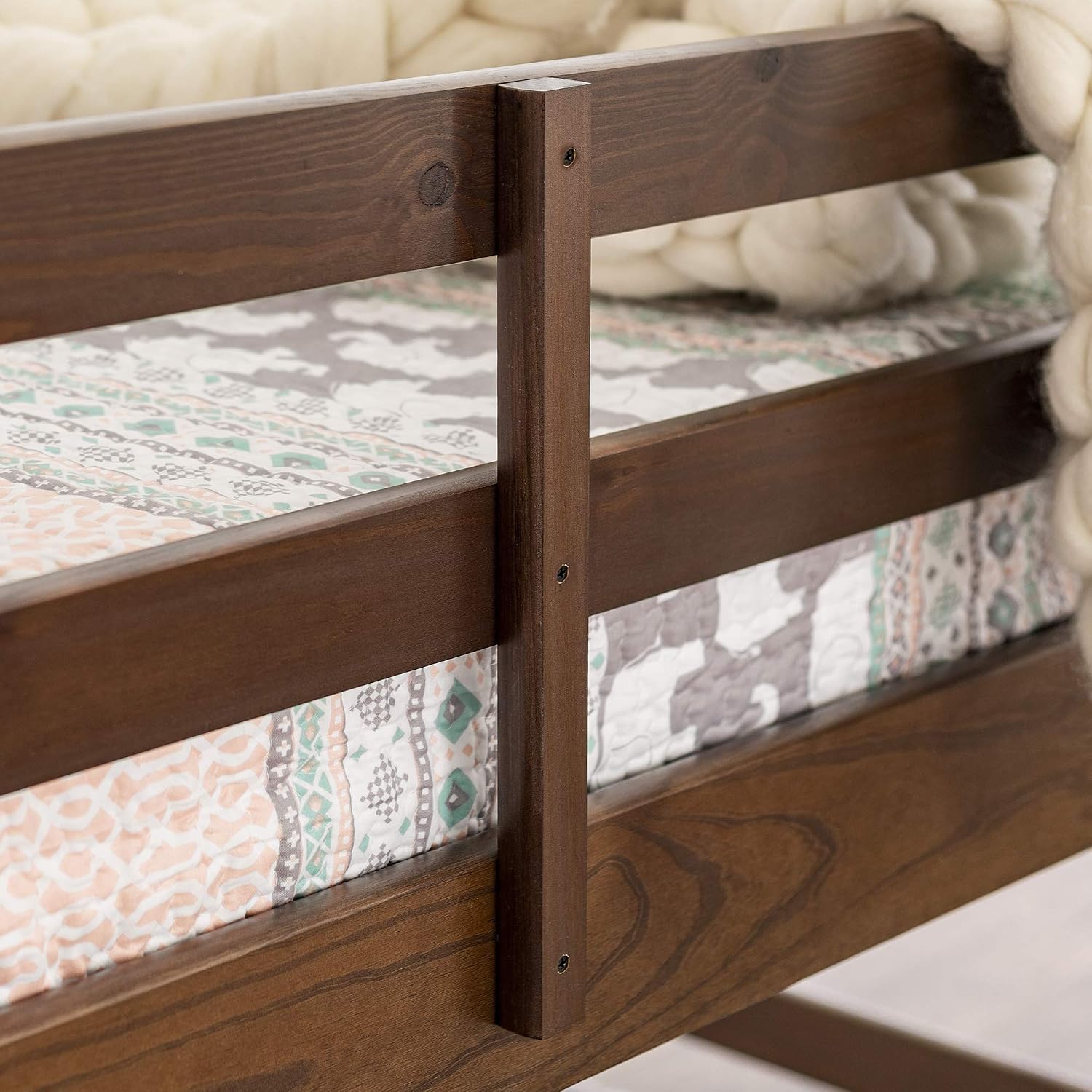 Walker Edison Alexander Classic Solid Wood Stackable Jr Twin Over Twin Bunk Bed, Twin Over Twin, Walnut