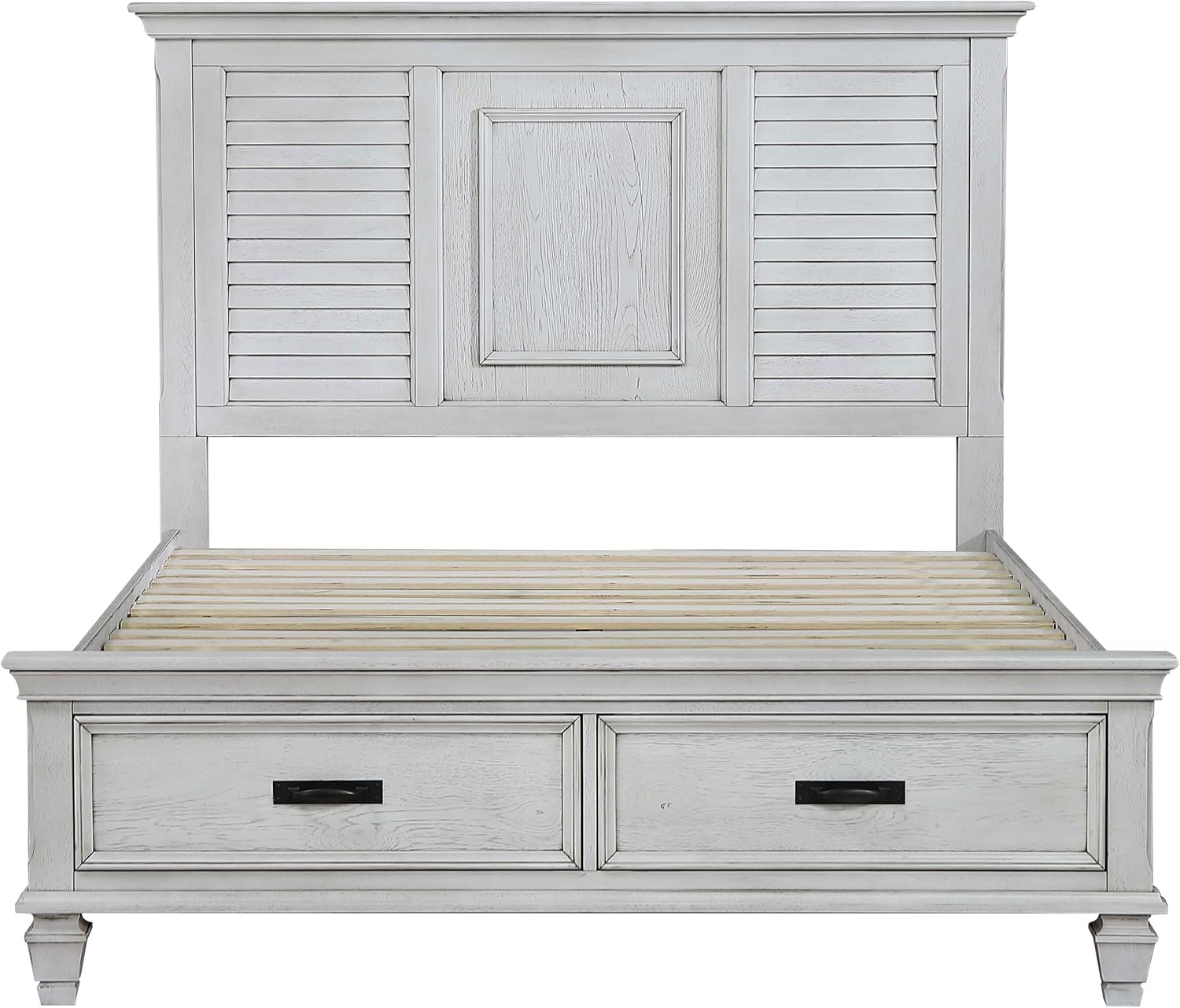 Coaster Home Furnishings Franco Farmhouse 5-Piece Bedroom Set Queen Size Storage Panel Bed Frame 57-inch Headboard Distressed White 205330Q-S5