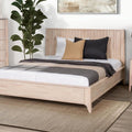 MASARA 3-Piece Mid-Century Modern Bedroom Set, White Wash Solid Hardwood, Queen/Full/Twin Bed with 2 Nightstands, Vertical Reeding (Queen)