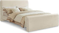 Meridian Furniture SloanCream-F Sloan Collection Modern | Contemporary Velvet Upholstered Full Bed with Rich Soft Cream Velvet, Curved Headboard and Footboard, 59.5' W x 92' D x 45' H, Cream, Full