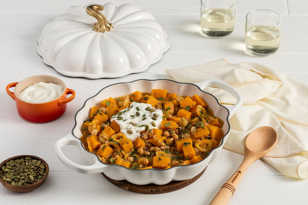 Le Creuset Enameled Cast Iron Signature Pumpkin Braiser, 2.75 qt., White
