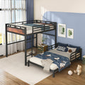 Full Over Full Bunk Bed, Convertible Metal Bunk Beds Can Separate into Loft Bed and Platform Bed, Heavy Duty Noise-Free Bed Frame with Safety Rails for Adults Teens Kids, Black