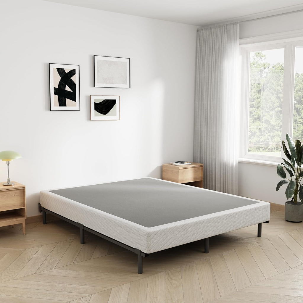 Bedsnus California King Size Box Spring and Cover Set, 5 Inch Low Profile Metal BoxSpring, Heavy Duty Structure Mattress Foundation, Noise Free, Non-Slip, Easy Assembly