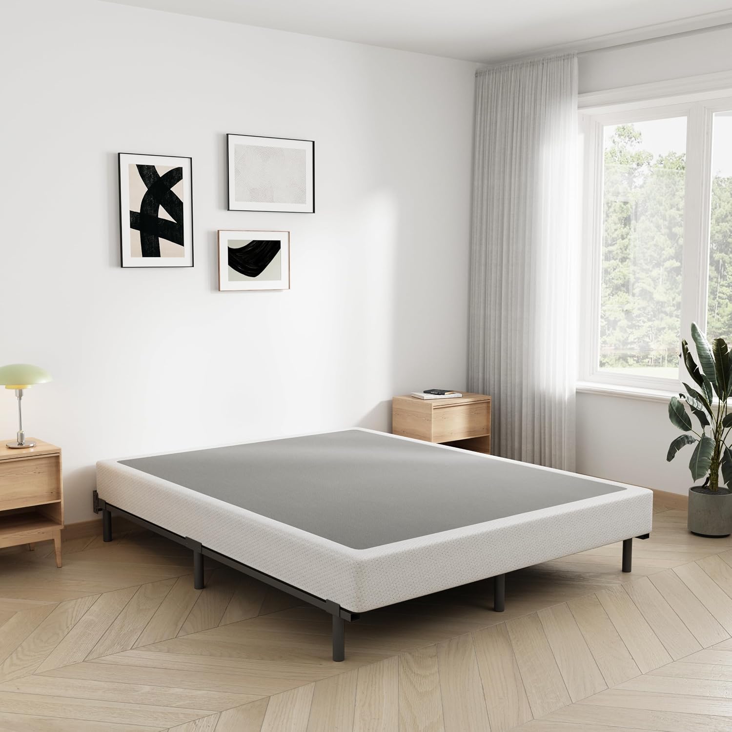 Bedsnus California King Size Box Spring and Cover Set, 5 Inch Low Profile Metal BoxSpring, Heavy Duty Structure Mattress Foundation, Noise Free, Non-Slip, Easy Assembly