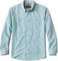 Orvis Tech Chambray Long Sleeve Men's Work Shirts - Lightweight Quick-Drying UPF 40 Chambray Fabric Casual Men's Shirts - Tall, Mineral Blue - Medium