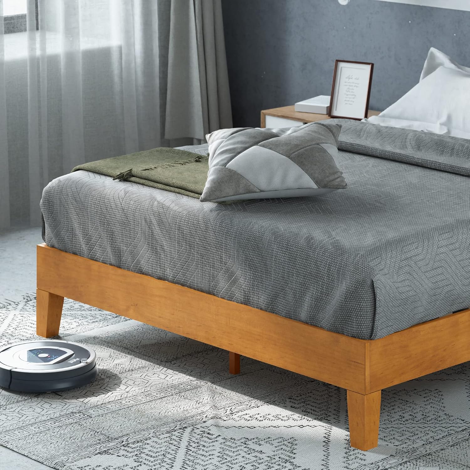 Zinus OLB-PWPBBO-12F 12 Inch Deluxe Wood Platform Bed / No Boxspring Needed / Wood Slat Support / Rustic Pine Finish, Full