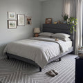 EnHomee Twin Size Bed Frame with Adjustable Height Upholstered Headboard, 3 USB Charging Ports, Noise-Free Platform Bed, No Box Spring Needed, Grey