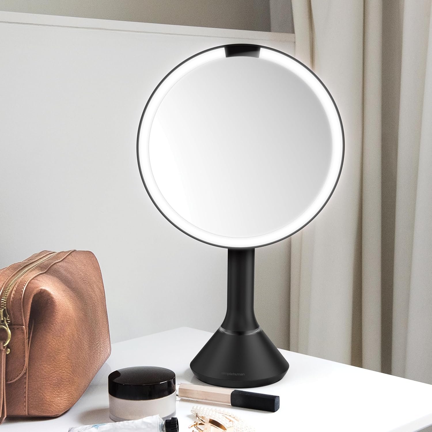 simplehuman 8'' Round Sensor Mirror, Matte Black