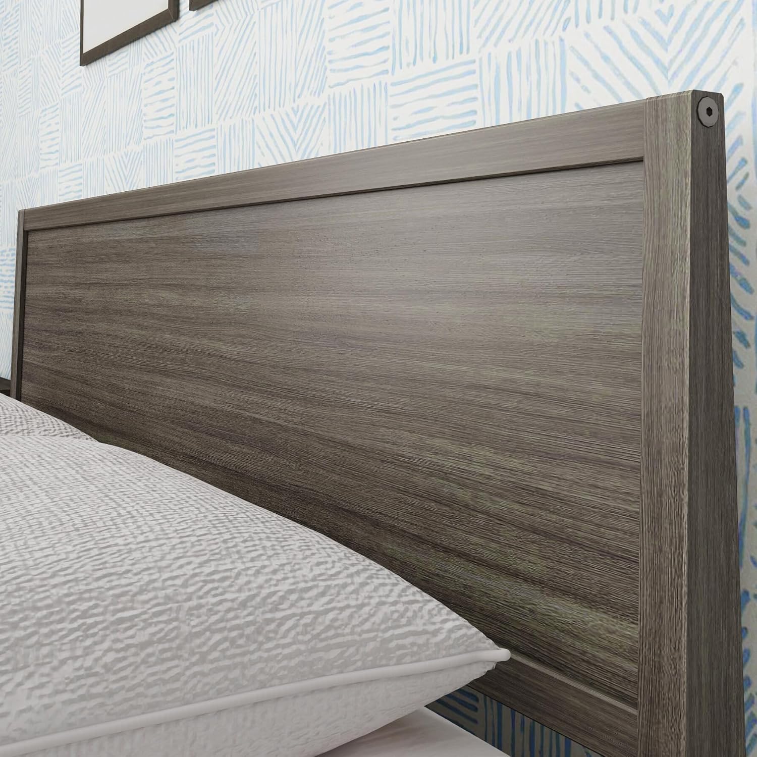 Max & Lily Queen Bed, Solid Wood Queen Bed Frame with Panel Headboard, Kids Queen Bed with Wood Slat Support, No Box Spring Needed, Clay