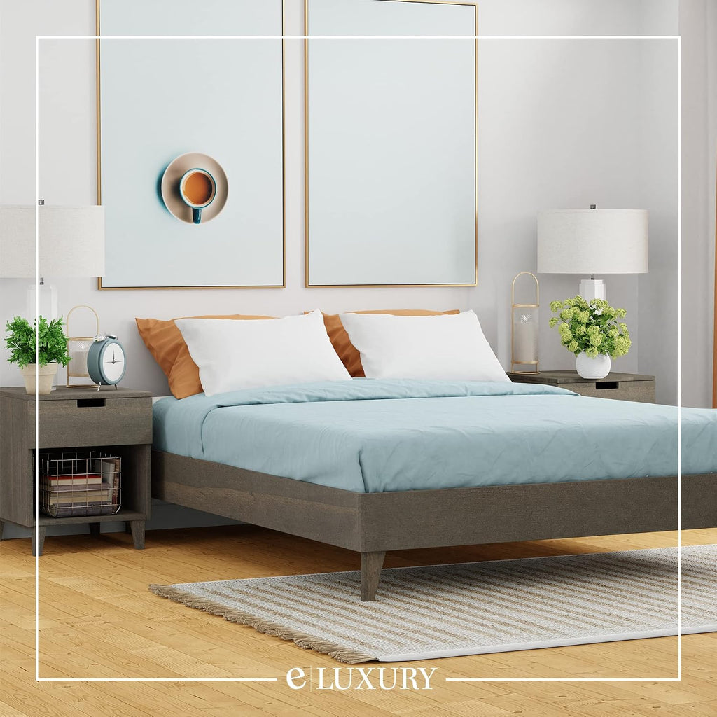 eLuxurySupply Wooden Platform Bed Frame California King Size, Black - Low Profile, No Box Spring Needed, Easy Assembly, Wooden Modern Minimalist Style