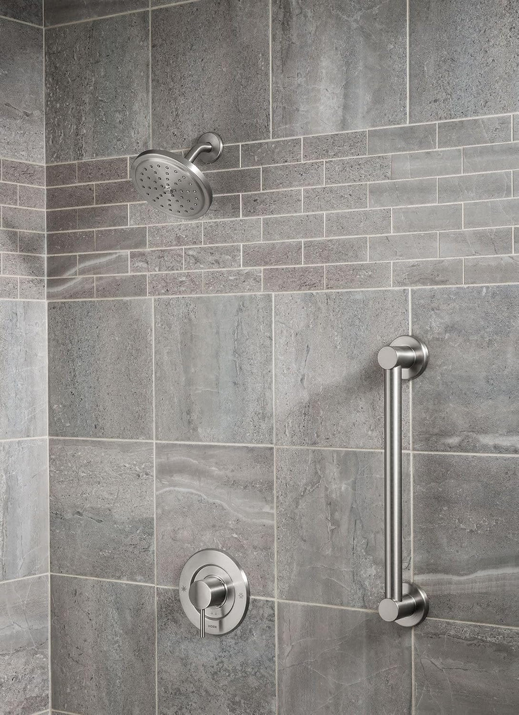 Moen YG0418BN Bathroom Safety 18-Inch Stainless Steel Modern Bathroom Grab Bar, Brushed Nickel