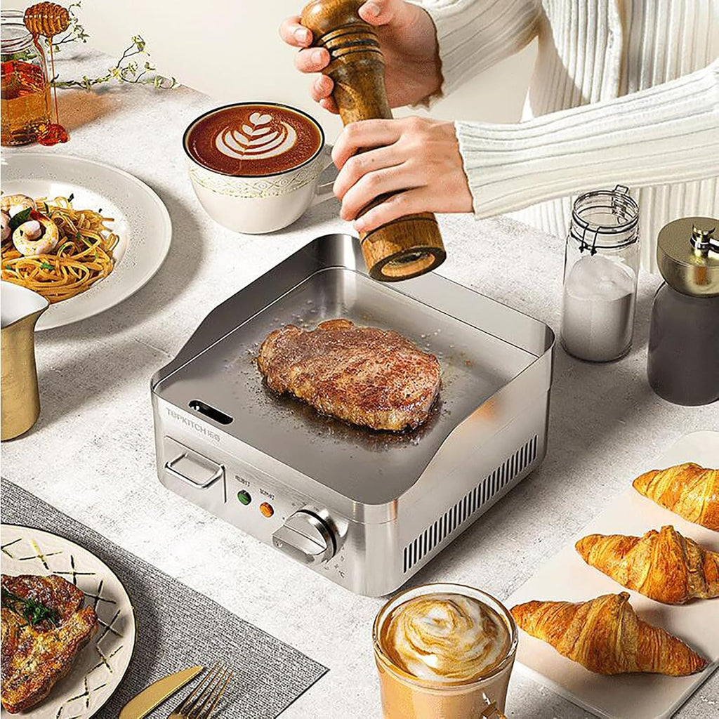 2000W 9' Commercial Electric Countertop Griddle Stainless Steel Flat Top Grill Hot Plate BBQ Flat Large Restaurant Grill, Adjustable Thermostatic Control for Home Commercial Places