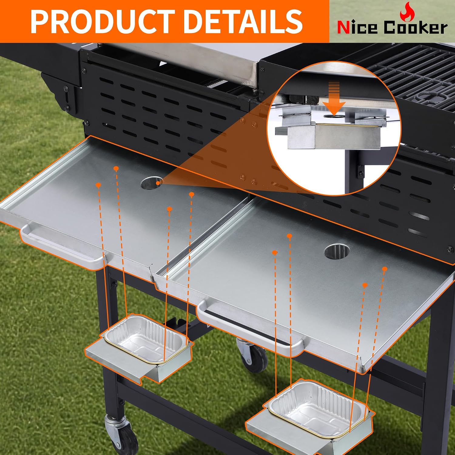4 Burner Propane Gas Grill and Griddle Combo with Foldable Side Table, 470 sq in Cast Iron Grate & 248 sq in Flat Top, 38,200 BTU Outdoor BBQ Grill for Outdoor, BBQ, Camping