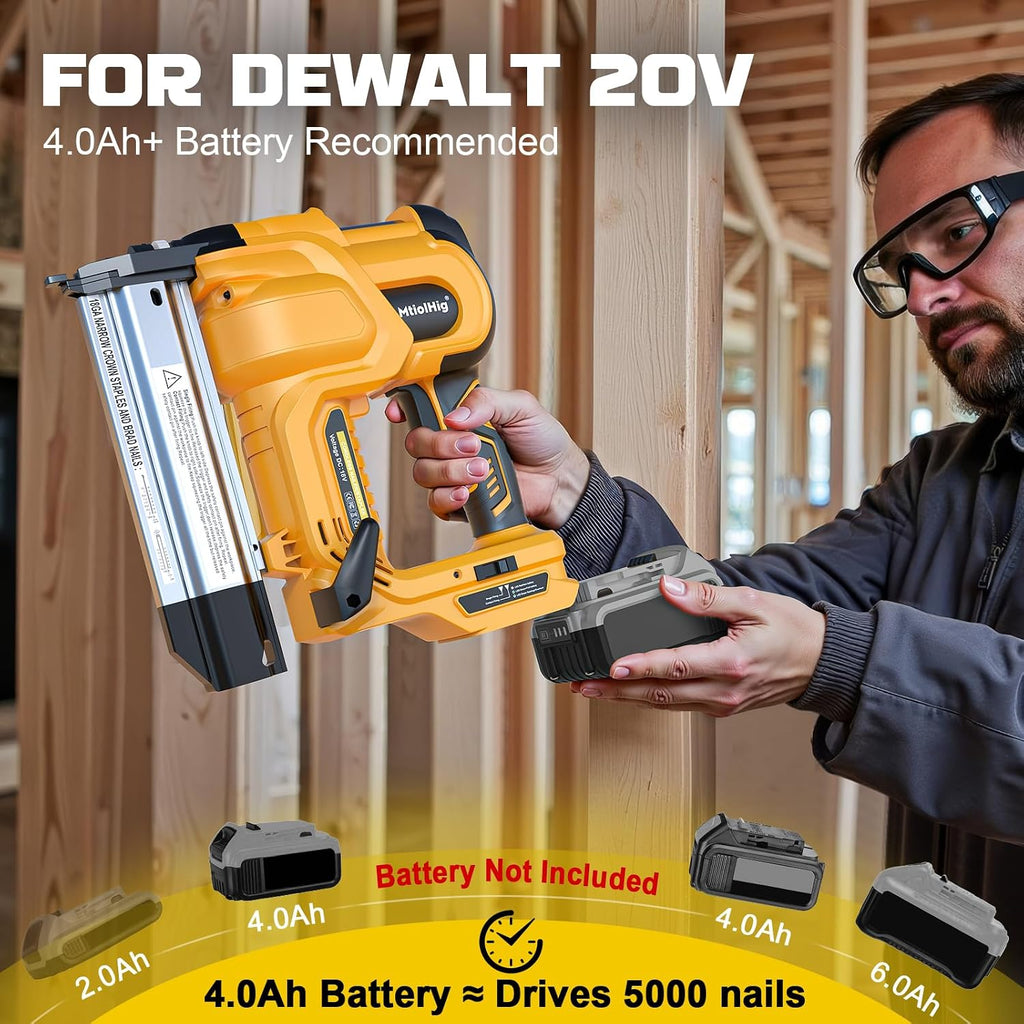 Cordless 2' Brad Nailer for Dewalt 20V Battery (No Battery), 18 Gauge Brad Nails 2 inch, 1 1/2 inch, 1 1/4 inch, 1 inch, 5/8 inch | 5000 Count 18ga Brad Nails