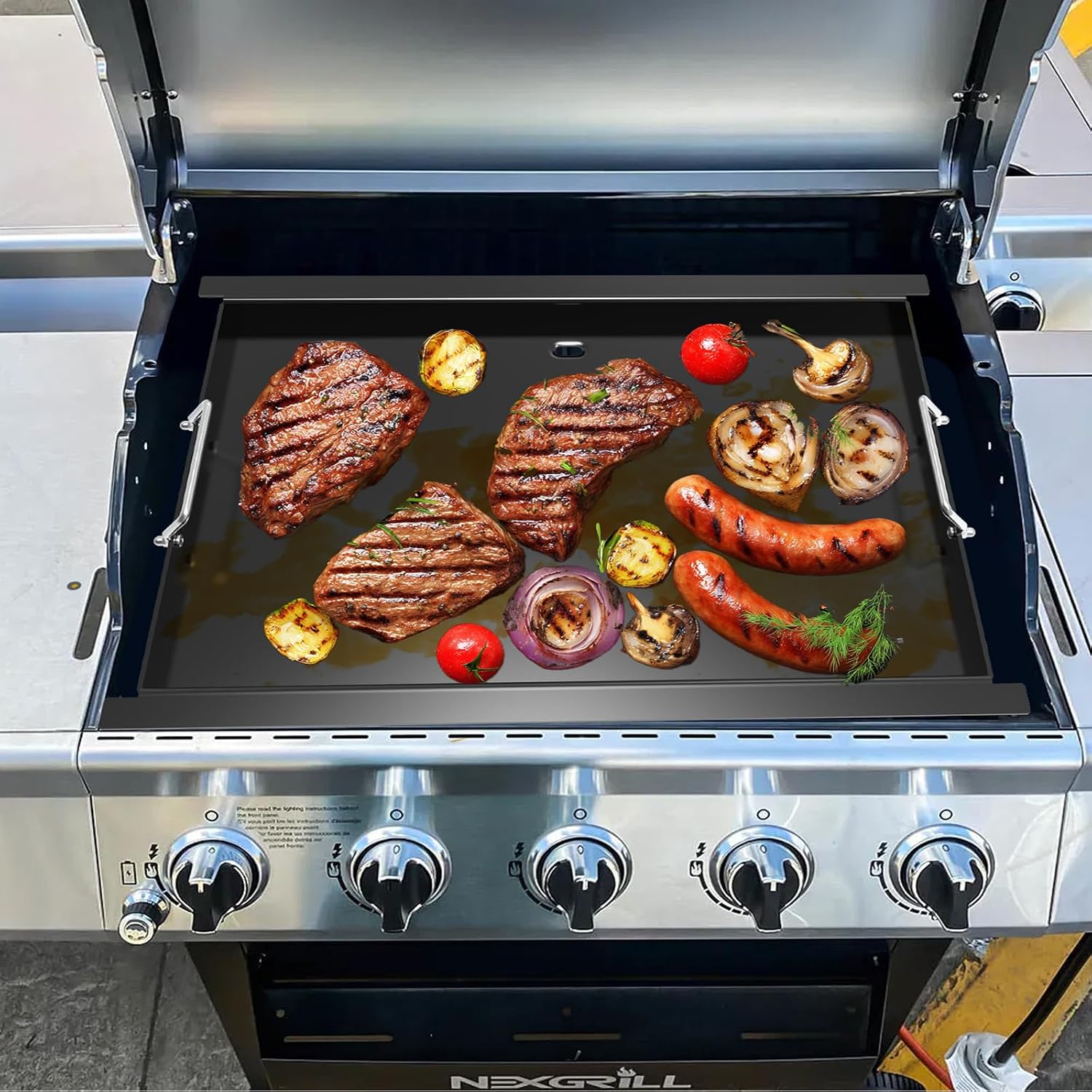 Griddle Insert for Nexgrill 4 Burner 720-0783W 720-0830H 720-0830X 720-0888S Parts, Flat Top Griddle Plate for Royal Gourmet GA5401T & Nexgrill 5 Burner 720-0888 720-0888N Grill Parts, Carbon Steel