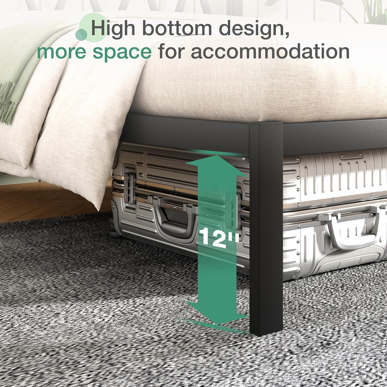 Novilla Full Size Bed Frame with Headboard, Metal Platform Bed Frame, Wood Slat Support, Heavy Duty, No Box Spring Needed, Easy Assembly, Black