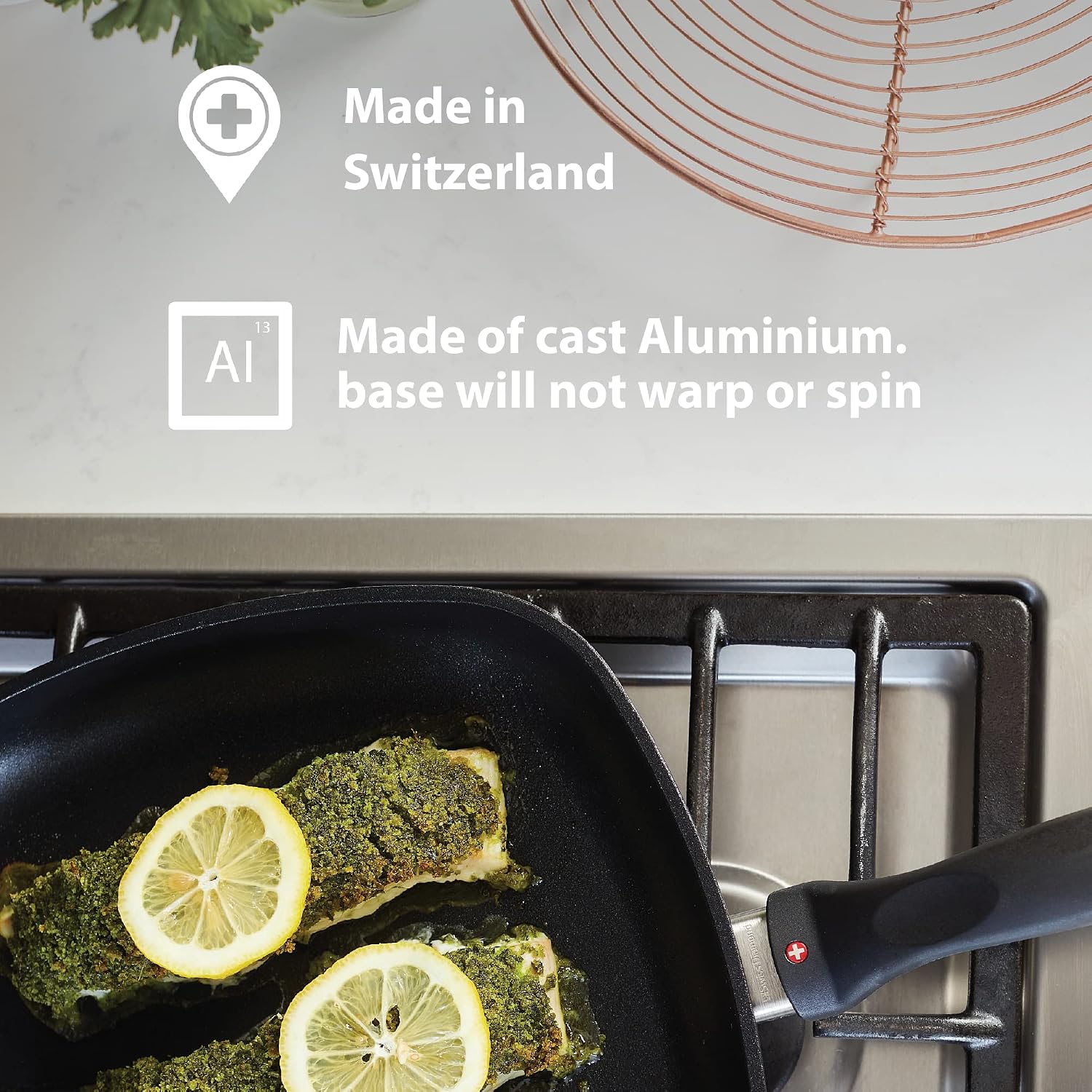 Swiss Diamond Nonstick 28cm x 43cm Cast Aluminum Double-Burner Combo Grill Pan, Dishwasher/Oven Safe