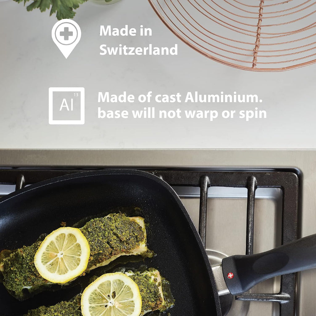 Swiss Diamond 11 Inch, 5.3 Quart Braiser Nonstick Induction Braiser with Lid - Dishwasher Safe and Oven Safe Aluminum Braiser