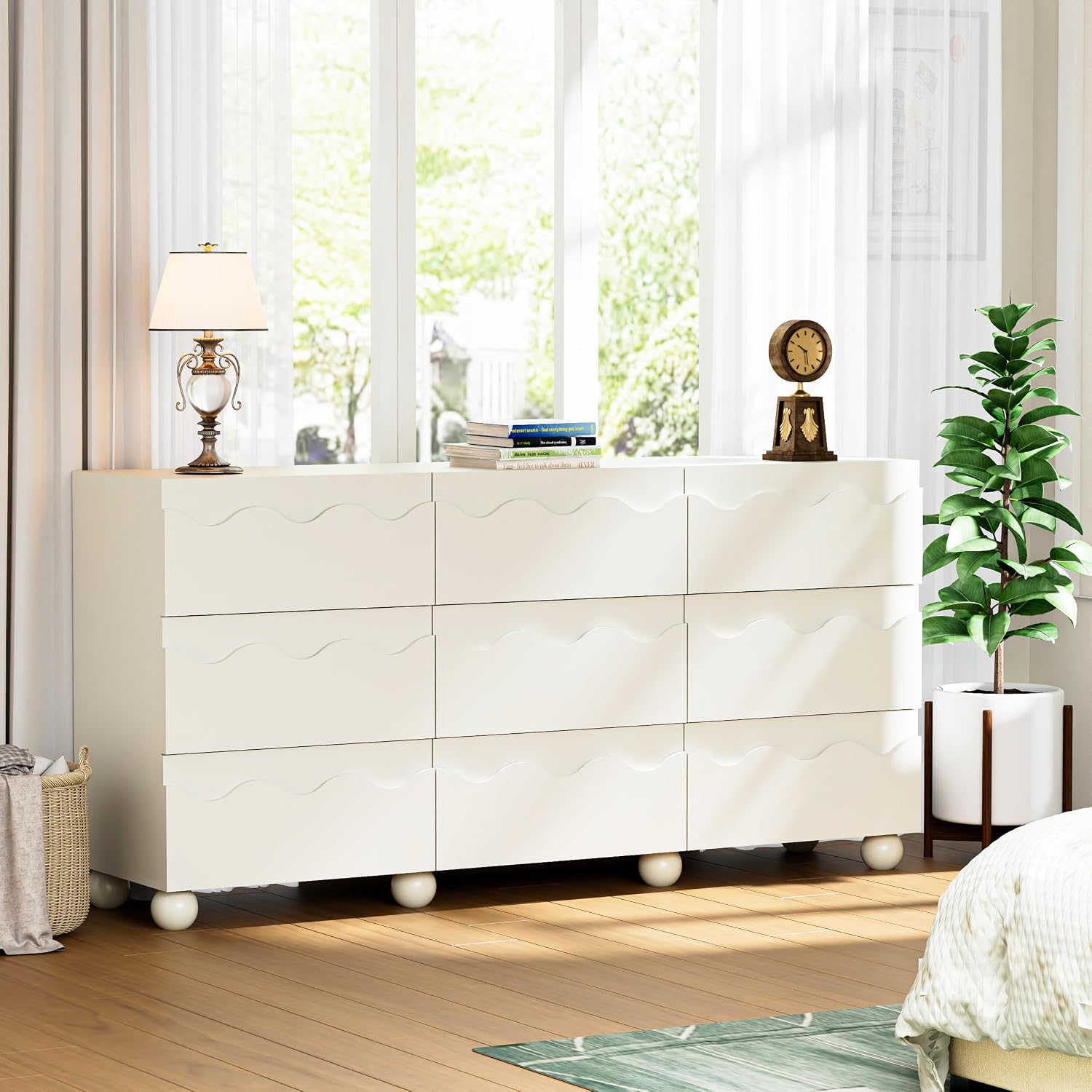 Anbuy Begie Bedroom Sets 2 Pieces, Scalloped 9 +2 for Bedroom Combo 2 Pieces