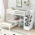 Harper & Bright Designs Twin Over Twin Bunk Bed with Desk, Heavy Duty Wood Loft Bedframe W/Shelves,Easy Assembly,Versatile Functional Bedroom Furniture Set for Boy Girl Teens,White