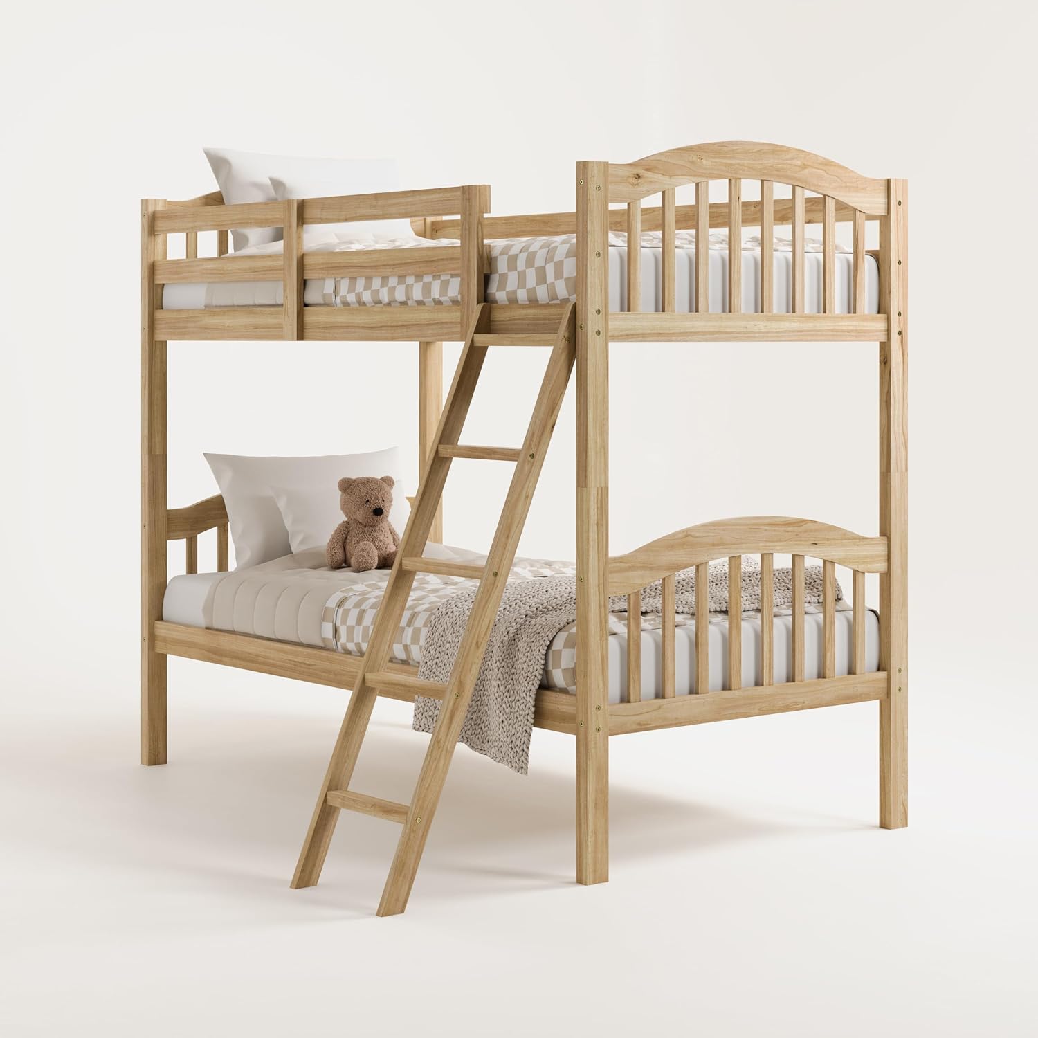 Storkcraft Long Horn Twin-Over-Twin Bunk Bed (Natural) - GREENGUARD Gold Certified, Converts to 2 Individual Twin beds