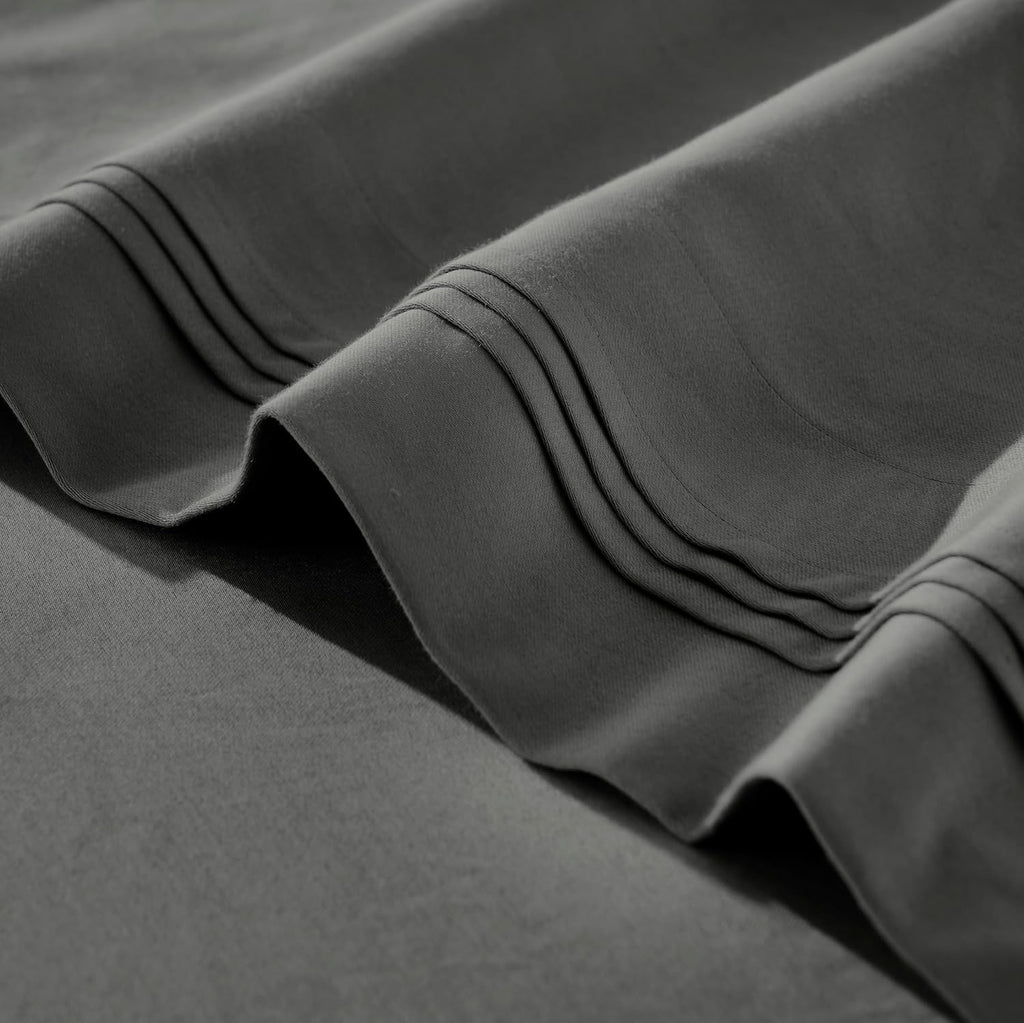Superior Egyptian Cotton 4 Piece Sheet Set, 650 Thread Count, Modern Design, Sustainable Sheets, Ultra-Soft Basics, Solid, Deep Pocket Fitted Sheet, Flat Sheet, Pillowcases, King, Grey