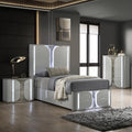 Furniture of America Bruna Modern Wood 3-Piece Bedroom Set with Touch-Control LED Bed, Felt-Lined Top Drawer and LED on Nightstand and Chest, No Box Spring Needed for Bedroom, Twin, Light Gray