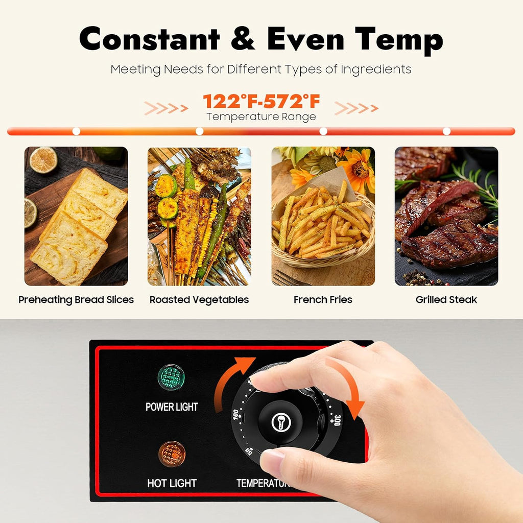 Commercial Electric Flat Top Grill, 29'' Countertop Stainless Steel Electric Griddle, Outdoor Restaurant Cooking Equipment for Steak Egg Meat Frying, 3000W 110V