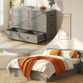 CECER Murphy Bed Queen with Mattress Include，Queen Size Murphy Bed with Storage Drawers，Multi-Functional Desgin that Converts to Sofa Set for Small Spaces/Guest Room/Bedroom（Grey）
