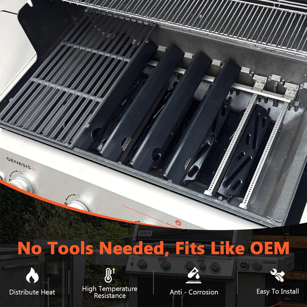 Grill Parts for Weber Genesis II/LX 400 Series (4 Burner) – 18 3/4' Grill Grates, 17 1/8' Flavorizer Bars & Heat Deflectors, Fits GS4 Genesis II E/S-410 E/S-415 E/S-435 E/S-440, Replaces 66033 66089