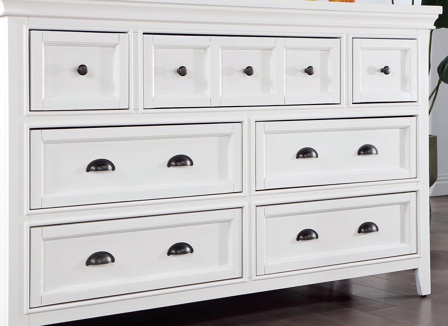 Furniture of America Zinnia Transitional Storage Wood 5-Piece Bedroom Set, Bed, Dresser, Mirror and 2 Nightstands, Twin, White