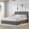 BarnFurin Full Size Bed Frame, Upholstered Platform Bed with Headboard, Boucle Soft and Cloud Bed Frame, No Box Spring Required, Non-Slip and Noise-Free, Easy Assembly, Dark Grey