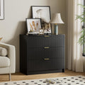Furniway Black Dresser for Bedroom, Modern Dresser with 3 Drawers and Smooth Slides, Wide Chest of Drawers with Golden Handles for Bedroom, Living Room, Closet, 15.7' D x 31.5' W x 29.6' H