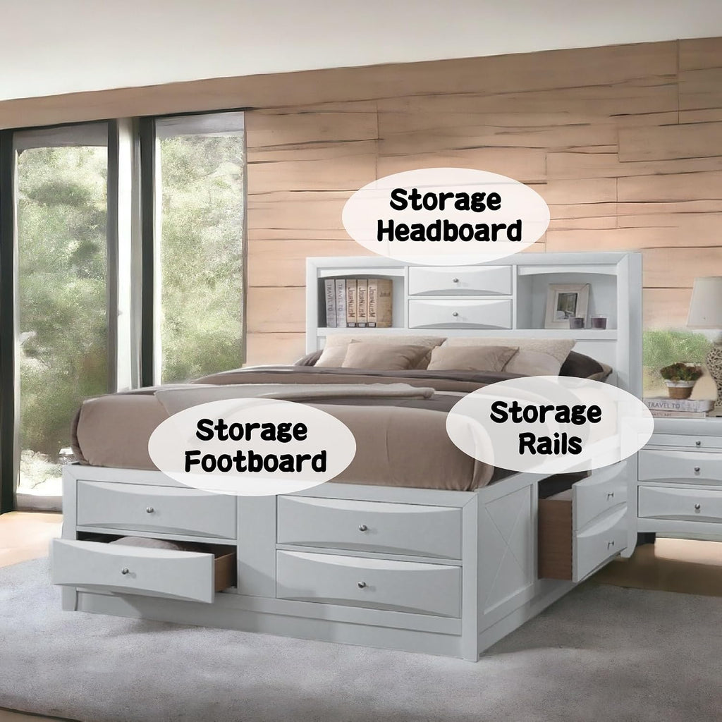 Acme Ireland Eastern King Platform Bed with Storage in White