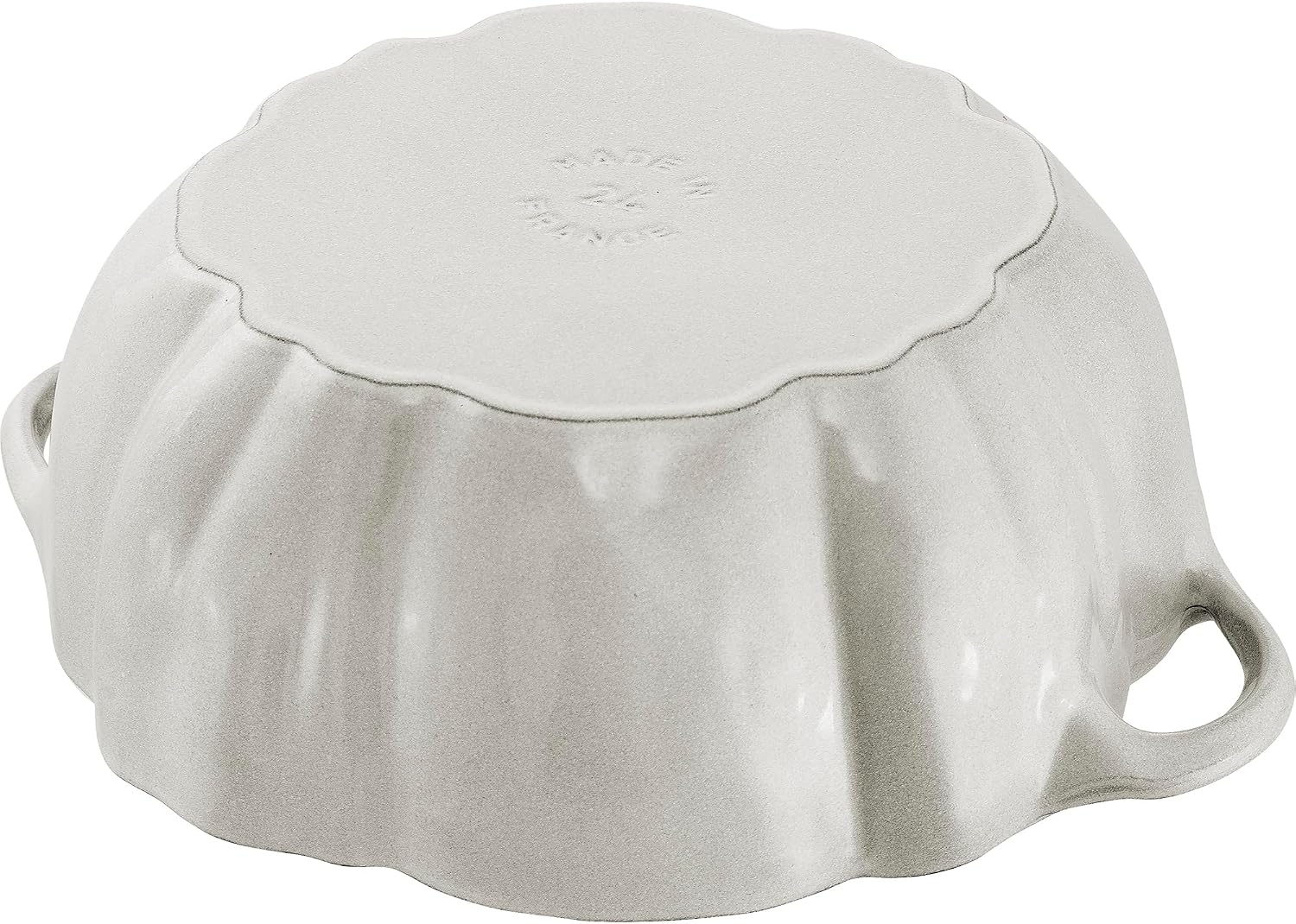 STAUB Cast Iron 3.5-qt Pumpkin Cocotte with Stainless Steel Knob - White Truffle
