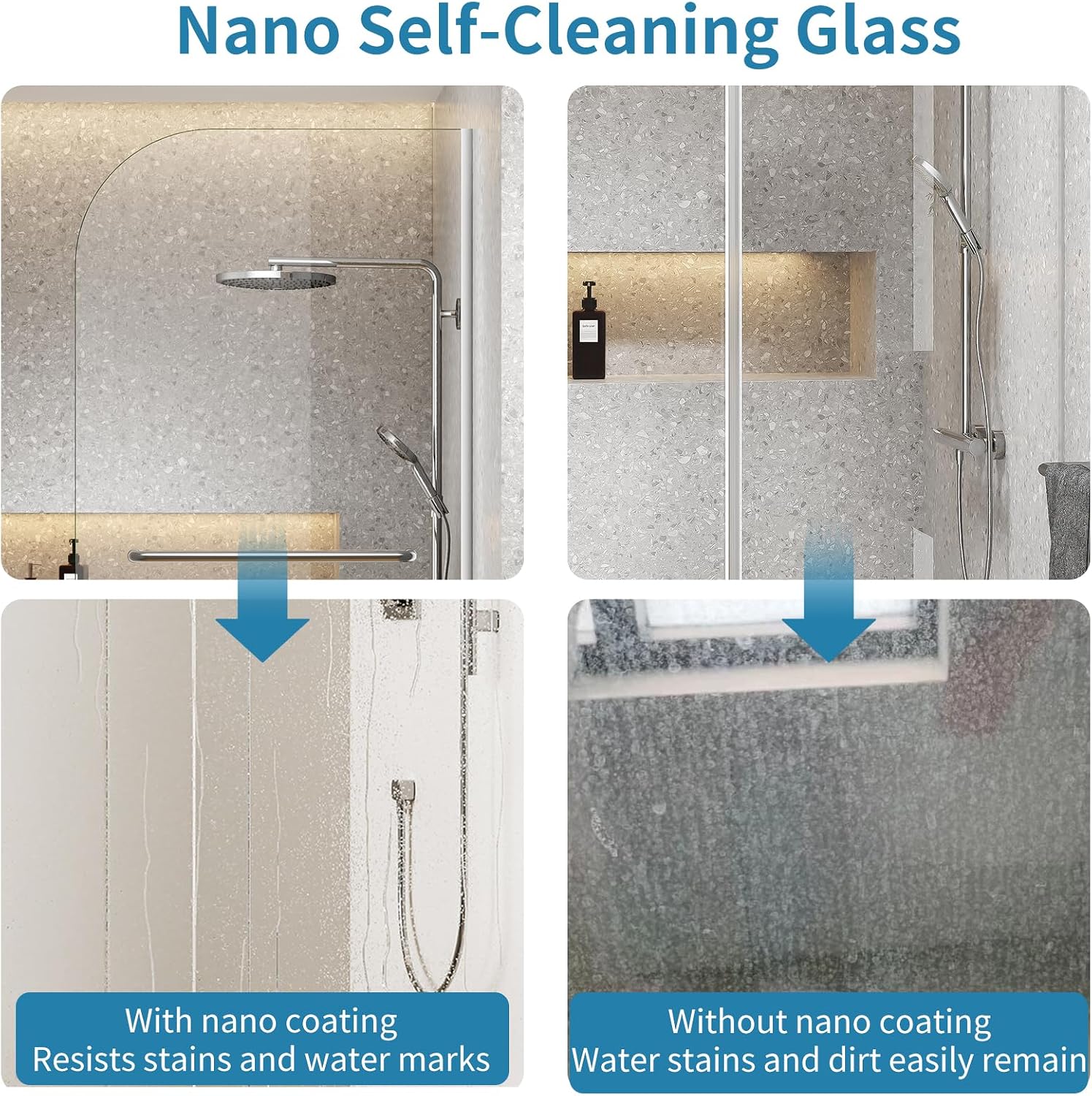 Dimaris Frameless Shower Door, 30W x 76H inches, 5/16 inch Clear Tempered Glass Panel, Chrome, Shower Screen, Walk in Shower, Nano Coating