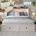 LUXOAK Murphy Bed with Charging Station, Queen Size Cabinet Bed with Large Storage Drawer for Home Office or Small Room, Hideaway Foldable Platform Bed, White