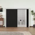 96' x 80' PVC Accordion Doors with Strong Magnet for Closes Tightly, Interior Multifold Folding Doors for Closet & Pantry, Easy to Install, Trimmable Height & Width, Protect Privacy, Black