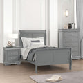Furniture of America Louis Philippe Traditional Solid Wood 3 Piece Bedroom Set, Bed Frame, Nightstand, and Chest, Sleigh Design Bedframe with Headboard and Footboard, Box Spring Needed, Twin, Gray